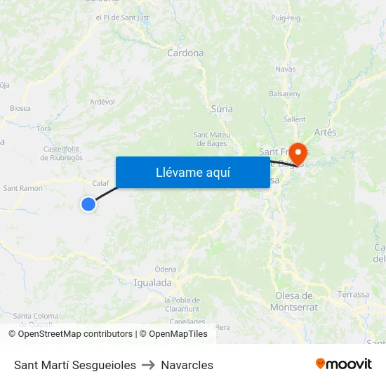 Sant Martí Sesgueioles to Navarcles map