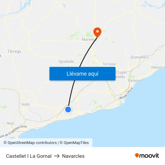 Castellet I La Gornal to Navarcles map