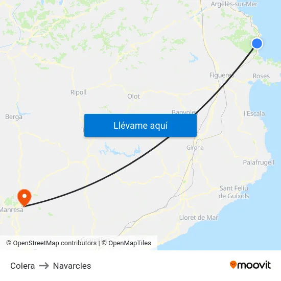 Colera to Navarcles map