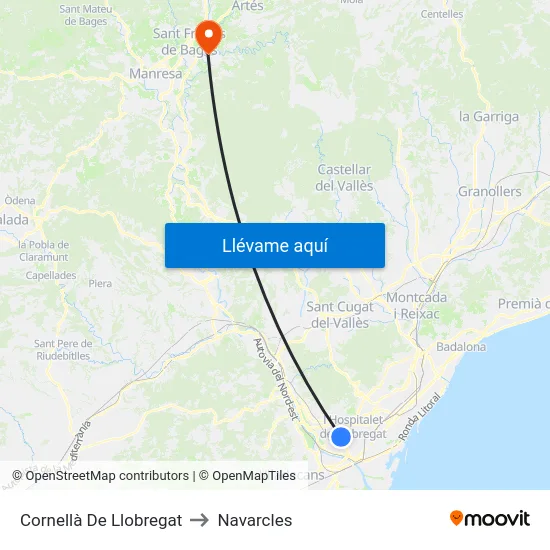 Cornellà De Llobregat to Navarcles map