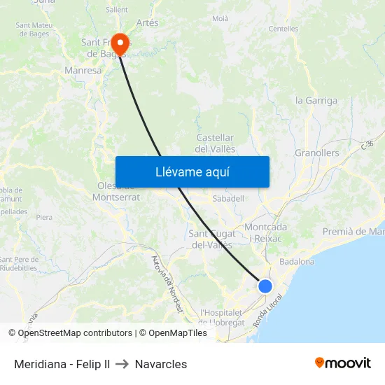 Meridiana - Felip Il to Navarcles map