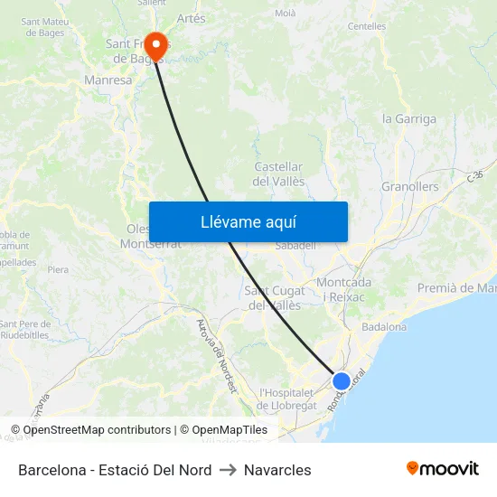 Barcelona - Estació Del Nord to Navarcles map