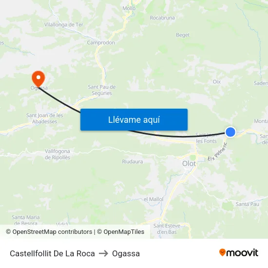 Castellfollit De La Roca to Ogassa map