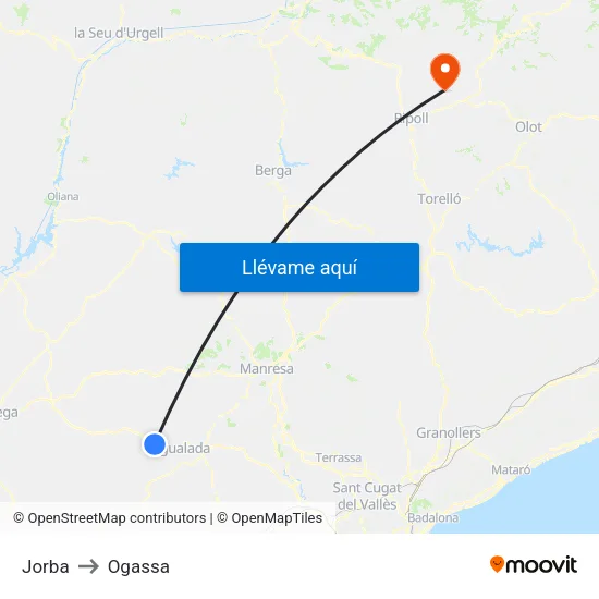 Jorba to Ogassa map