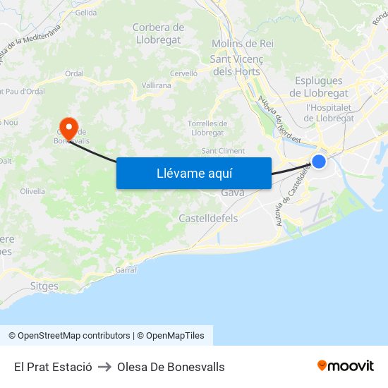 El Prat Estació to Olesa De Bonesvalls map