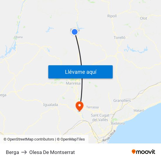 Berga to Olesa De Montserrat map