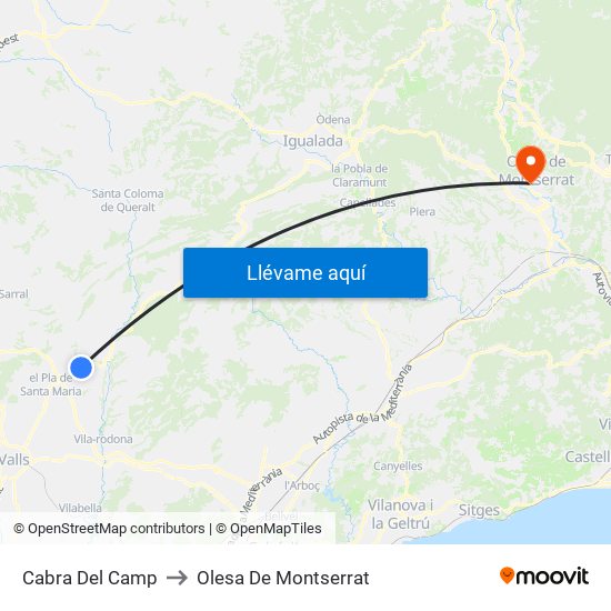 Cabra Del Camp to Olesa De Montserrat map