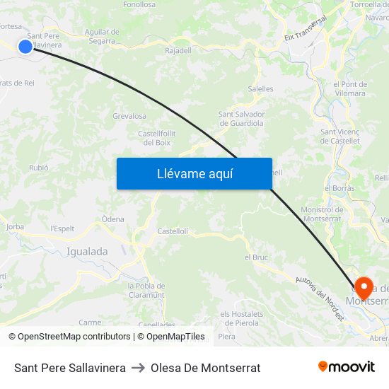 Sant Pere Sallavinera to Olesa De Montserrat map