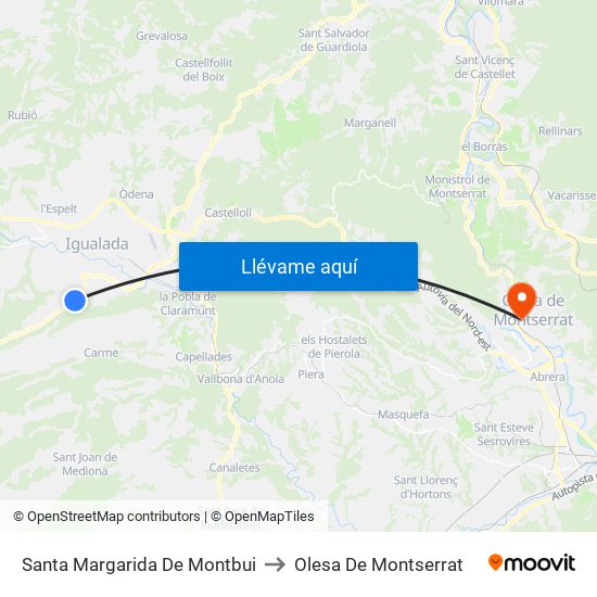 Santa Margarida De Montbui to Olesa De Montserrat map