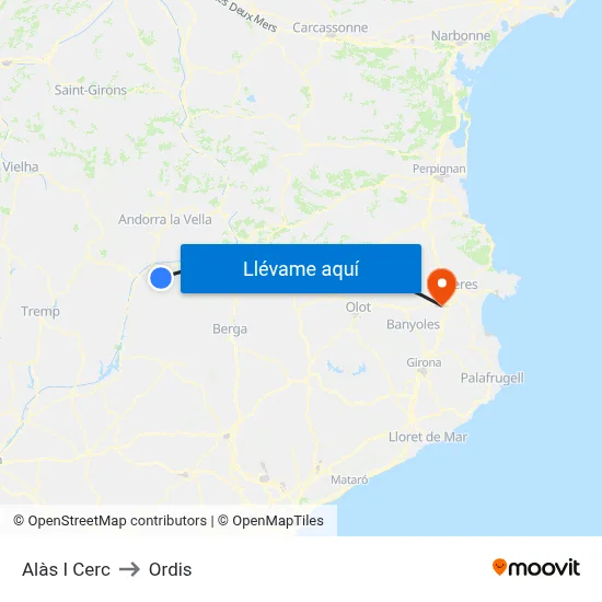 Alàs I Cerc to Ordis map