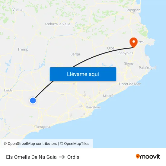 Els Omells De Na Gaia to Ordis map