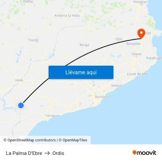 La Palma D'Ebre to Ordis map