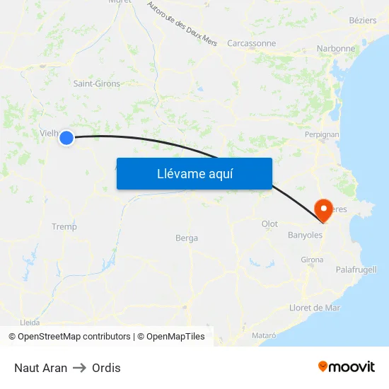 Naut Aran to Ordis map