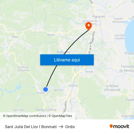 Sant Julià Del Llor I Bonmatí to Ordis map