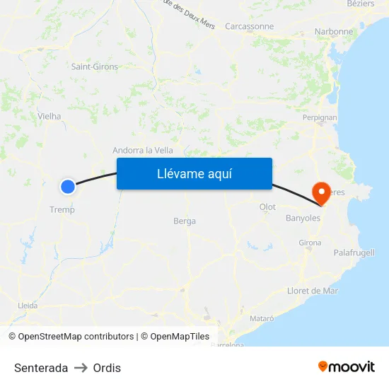 Senterada to Ordis map