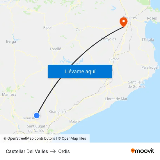 Castellar Del Vallès to Ordis map