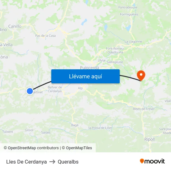 Lles De Cerdanya to Queralbs map