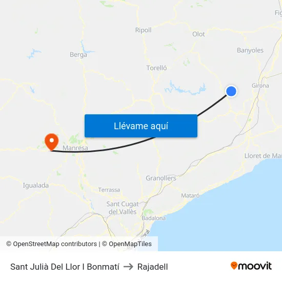 Sant Julià Del Llor I Bonmatí to Rajadell map