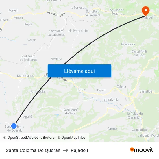 Santa Coloma De Queralt to Rajadell map