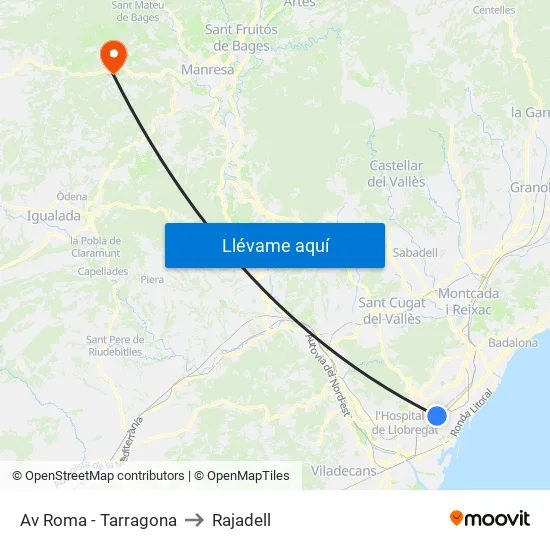 Av Roma - Tarragona to Rajadell map