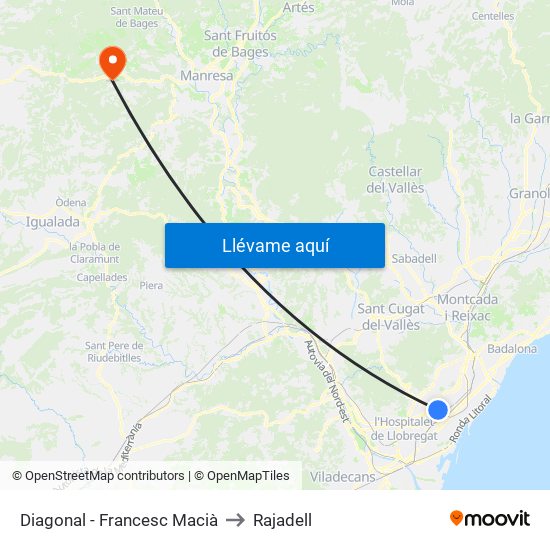 Diagonal - Francesc Macià to Rajadell map