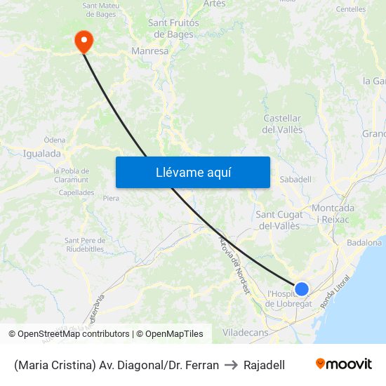 (Maria Cristina) Av. Diagonal/Dr. Ferran to Rajadell map