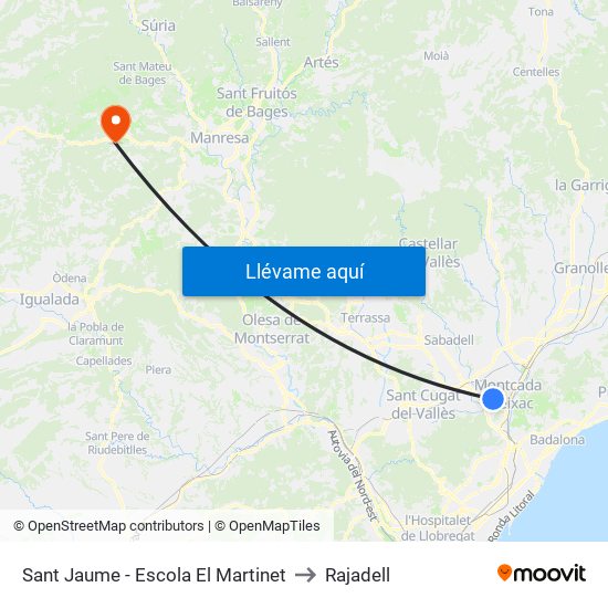 Sant Jaume - Escola El Martinet to Rajadell map