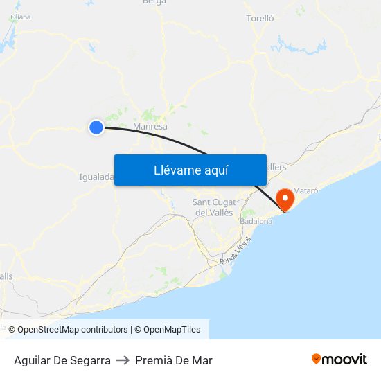 Aguilar De Segarra to Premià De Mar map