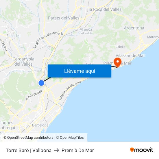 Torre Baró | Vallbona to Premià De Mar map