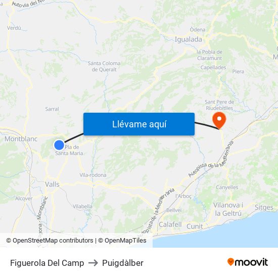 Figuerola Del Camp to Puigdàlber map