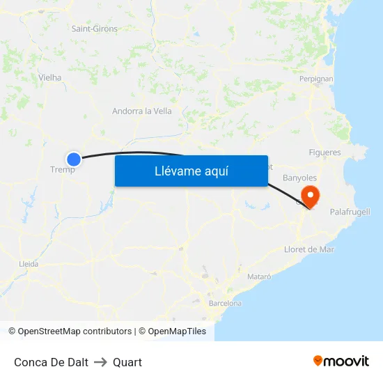 Conca De Dalt to Quart map