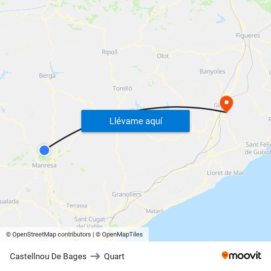 Castellnou De Bages to Quart map