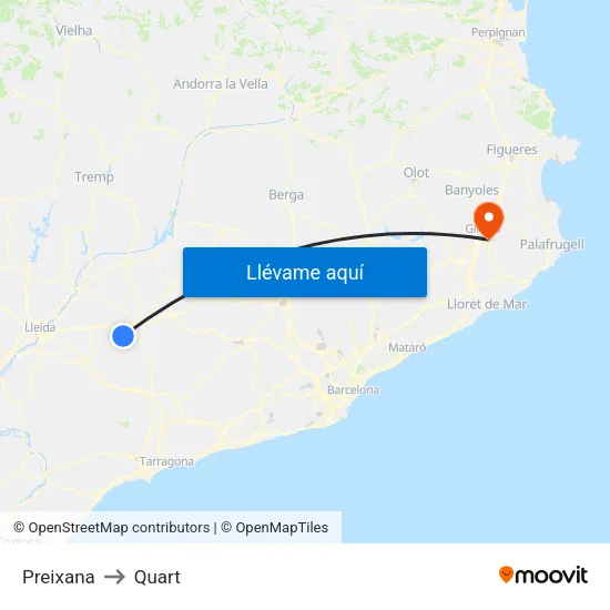 Preixana to Quart map