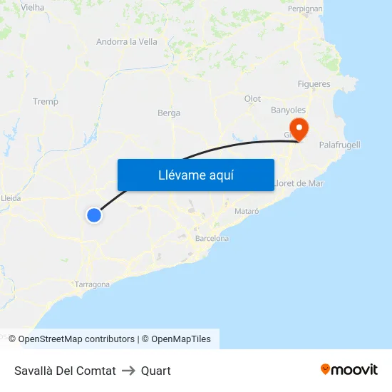 Savallà Del Comtat to Quart map