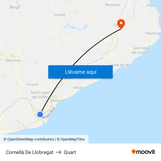 Cornellà De Llobregat to Quart map