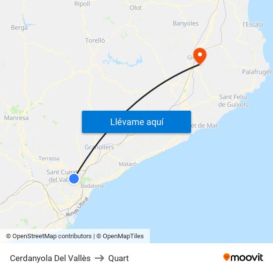 Cerdanyola Del Vallès to Quart map