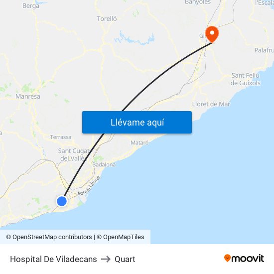 Hospital De Viladecans to Quart map