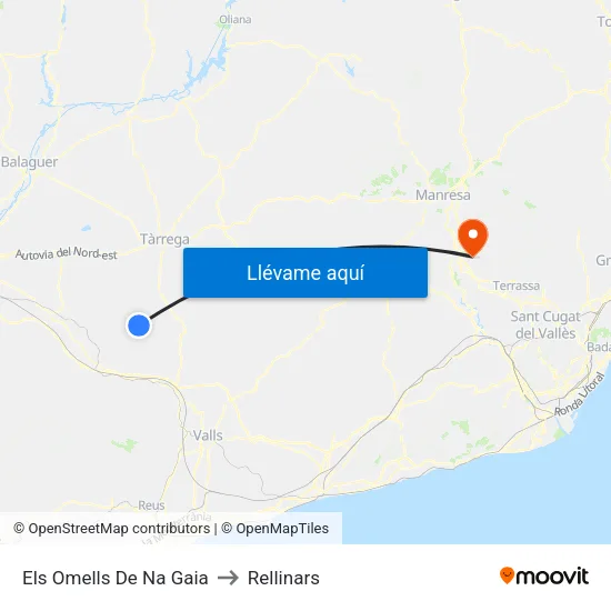 Els Omells De Na Gaia to Rellinars map