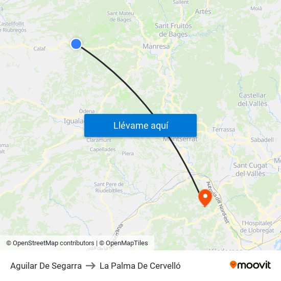 Aguilar De Segarra to La Palma De Cervelló map