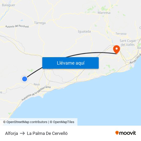 Alforja to La Palma De Cervelló map