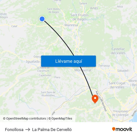 Fonollosa to La Palma De Cervelló map