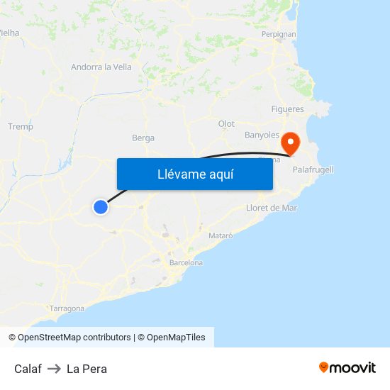 Calaf to La Pera map