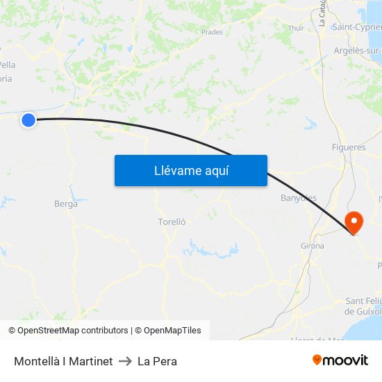 Montellà I Martinet to La Pera map