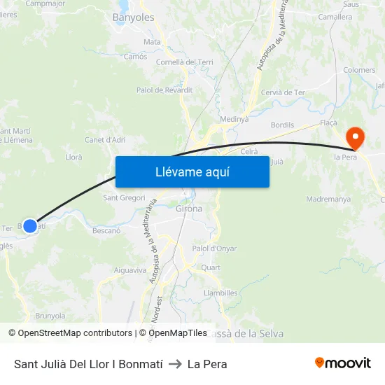 Sant Julià Del Llor I Bonmatí to La Pera map