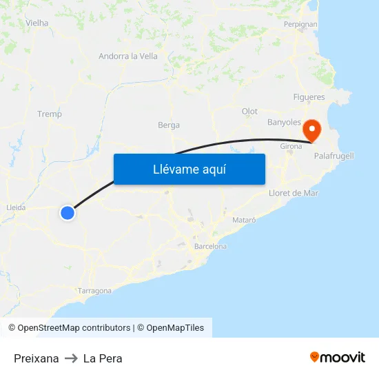 Preixana to La Pera map