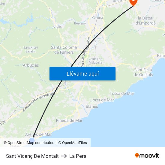 Sant Vicenç De Montalt to La Pera map