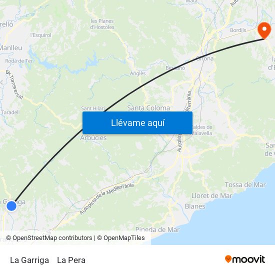 La Garriga to La Pera map