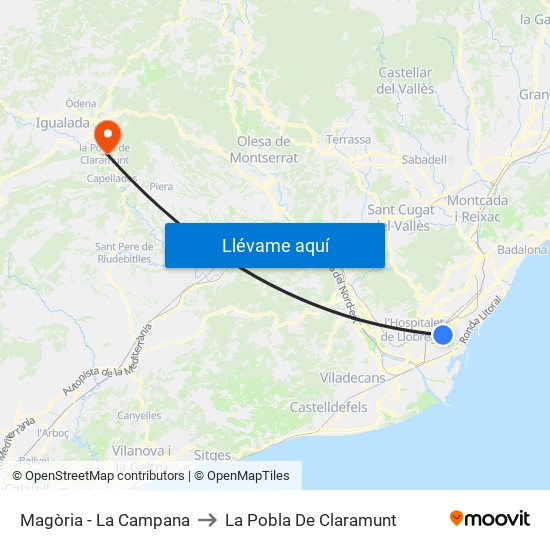 Magòria - La Campana to La Pobla De Claramunt map