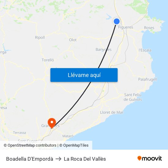 Boadella D'Empordà to La Roca Del Vallès map