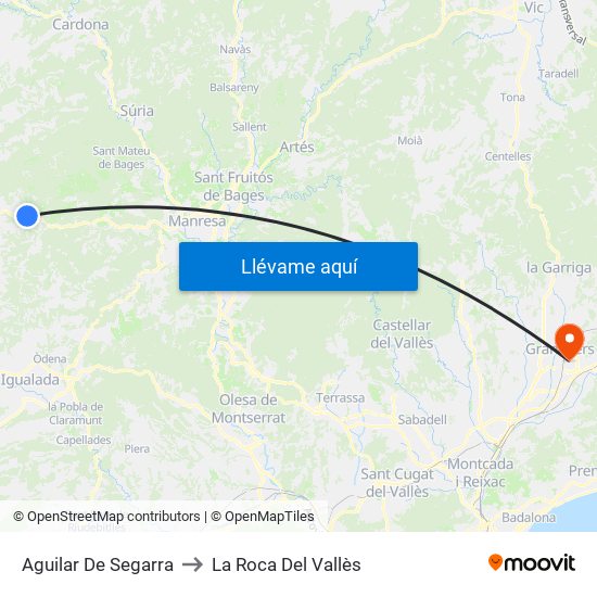 Aguilar De Segarra to La Roca Del Vallès map